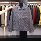 H家 撤标撤柜 2025秋冬男士 新款 格子微弹麂皮绒休闲翻领夹克