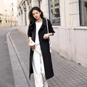 系带收腰显瘦双排扣长款 毛呢大衣 女士秋季 新款 杉家 撤标撤柜