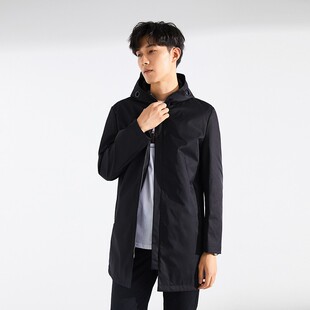 品牌撤标春秋款男式时尚经典休闲连帽中长款修身舒适风衣外套
