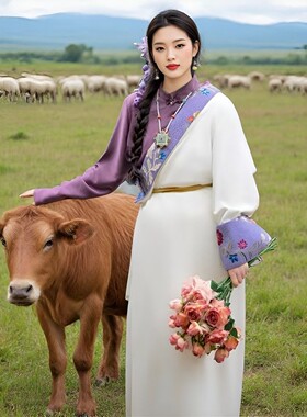 新款不丹女西藏旅拍摄影服藏袍藏服拉萨民族云南藏族写真拍照服装