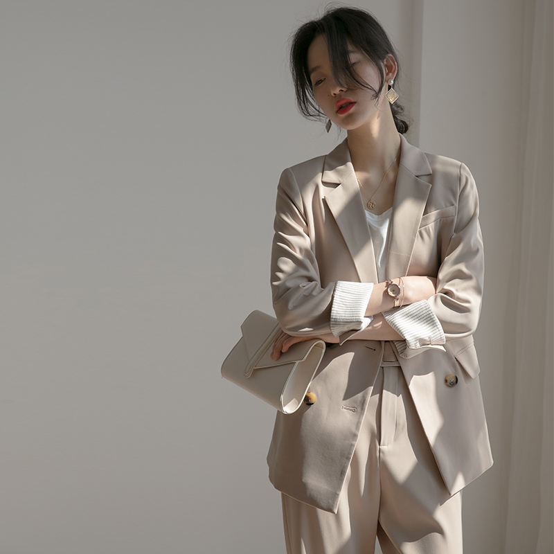 春装新款2021年职业套装小西装外套裤子女气质女神范两件套洋气