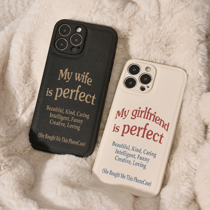 My wife is perfect皮革小众适用于苹果iphone17promax手机壳17pro全包防摔创意iPhone Air/16pro/15原创