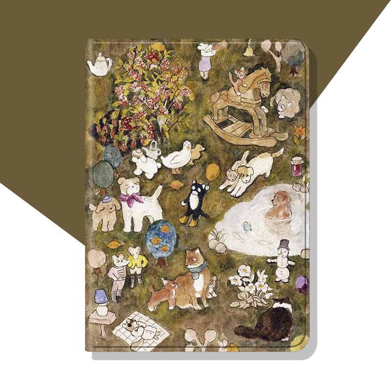 可爱狗狗游乐园复古ipad保护套