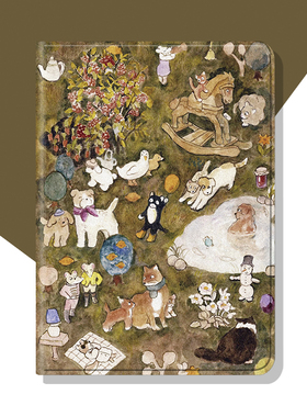 可爱狗狗游乐园复古ipad保护套pro2022带笔槽10.2平板air5壳11寸