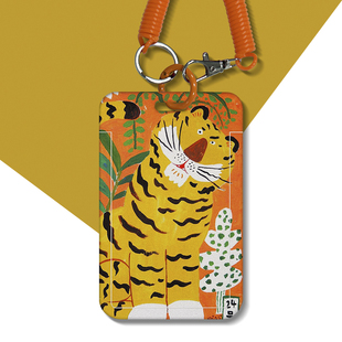 ins风卡通老虎可爱公交卡学生饭卡门禁卡证件卡套工牌钥匙链一体