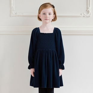 连衣裙 JACK天鹅绒圣诞中古秋冬单穿配外套女童打揽长袖 JANIE AND