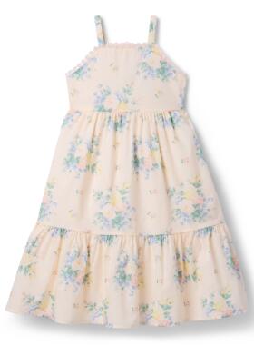 JANIE AND JACK粉黄纯棉吊带女童碎花女童春夏季吊带连衣裙公主裙