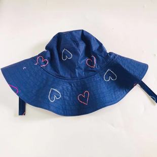 女童户外出游休闲遮阳帽 Jack宝蓝色印花爱心图案夏季 Janie and