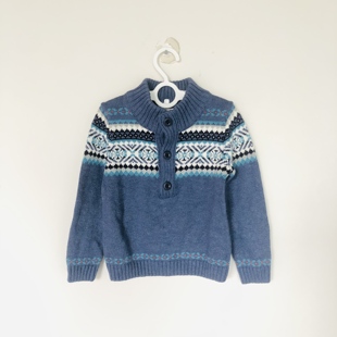 纯棉电脑织花图案2岁男童针织毛衣 Jack蓝色2款 Janie and