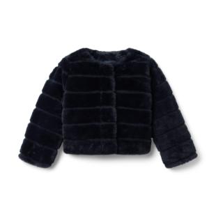 仿皮草奶黑色春秋冬女童长袖 Jack新款 配裙外套 and Janie