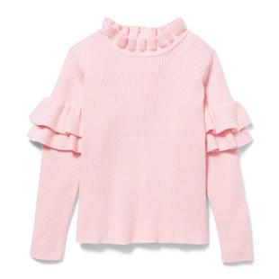 木耳边高档百搭套头毛衣 JACK珍J克女童弹力粉色长袖 JANIE AND