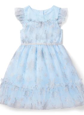 JANIE AND JACK天蓝色雪花蓬蓬纱冰雪奇缘女童春秋冬连衣裙公主裙
