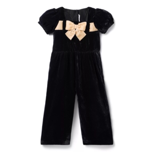 高档小香风连身长裤 JACK天鹅绒杏色蝴蝶结秋冬女童短袖 AND JANIE