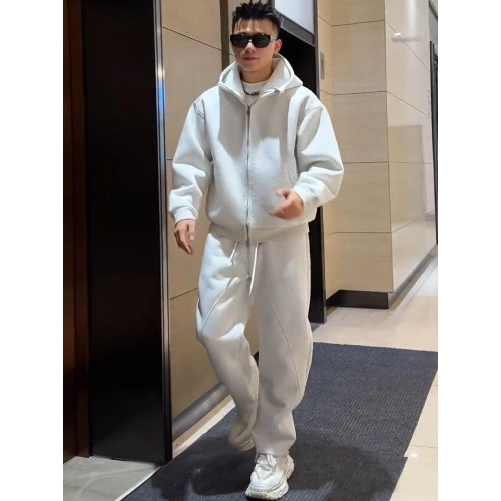 大码300斤休闲运动套装男秋冬季加绒加厚宽松连帽外套卫裤两件套,男装,休闲运动套装,淘宝优惠券,粉丝福利购,淘宝优惠卷