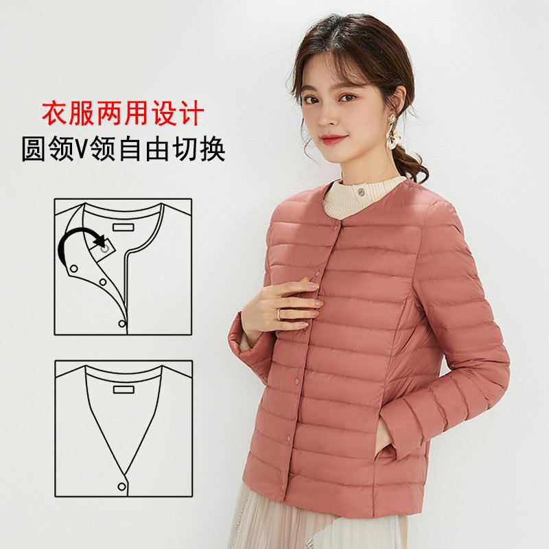 轻薄羽绒服女士圆领轻便内胆外套