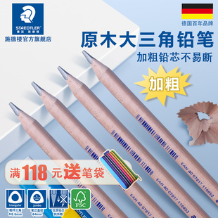 正姿笔控笔练控笔 2B粗杆三角铅笔易削易卷木杆铅笔粗杆大三角幼儿园学写字铅笔 德国施德楼儿童铅笔119N