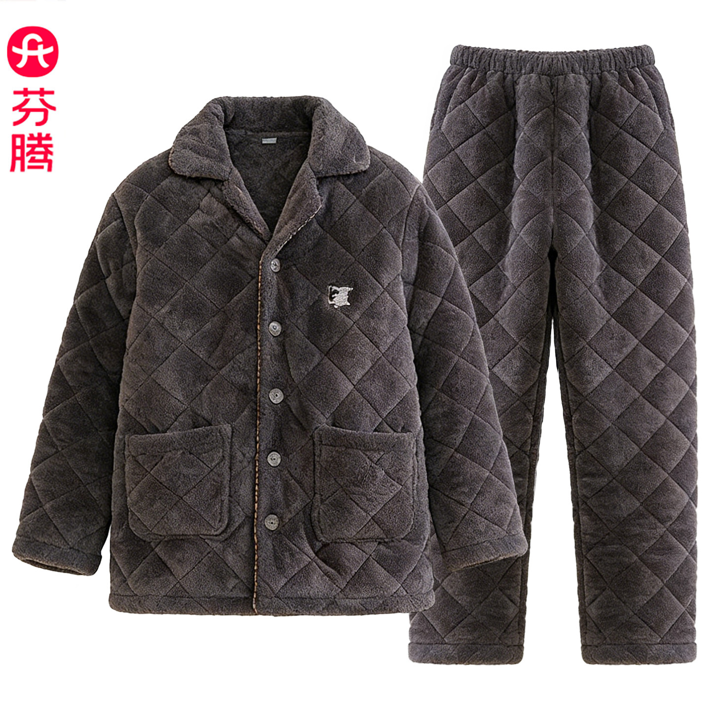 芬腾男士珊瑚绒三层夹棉睡衣套装冬季加厚保暖可外穿家居服,女士内衣/男士内衣/家居服,睡衣/家居服套装,淘宝优惠券,粉丝福利购,淘宝优惠卷