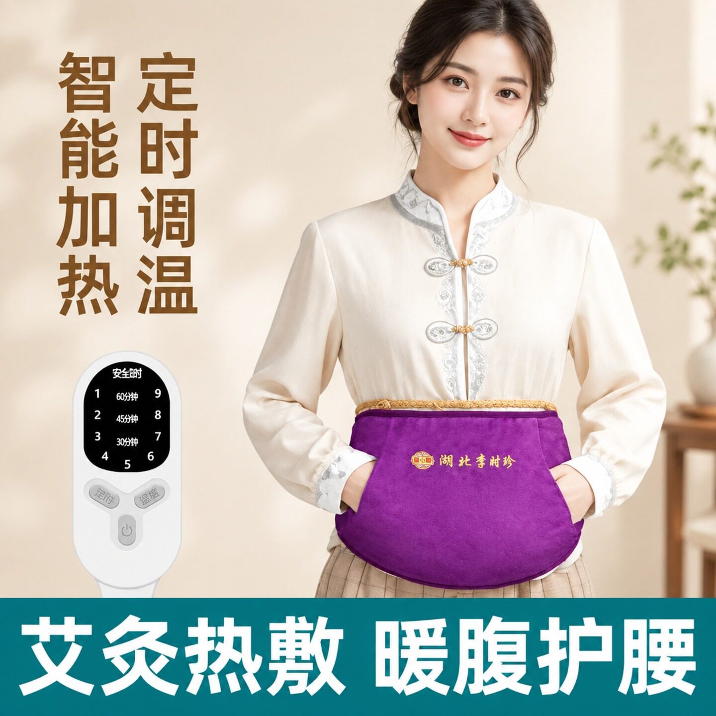 蕲艾绒护腰带电加热艾草热敷包