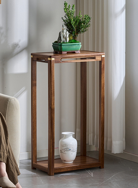 实木花架胡桃木客厅落地式中式仿古花台家用博古架阳台盆景架花几