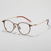 韩国超轻纯钛近视眼镜框女可配度数散光素颜眼镜复古圆脸显瘦镜架