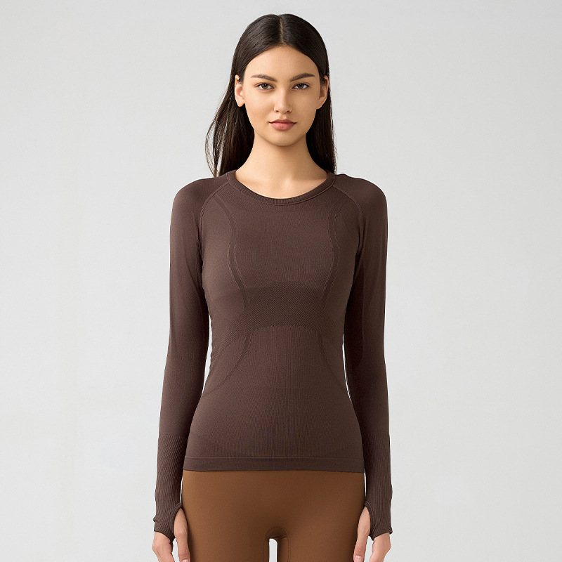 秋季裸感瑜伽服透气健身长袖上衣