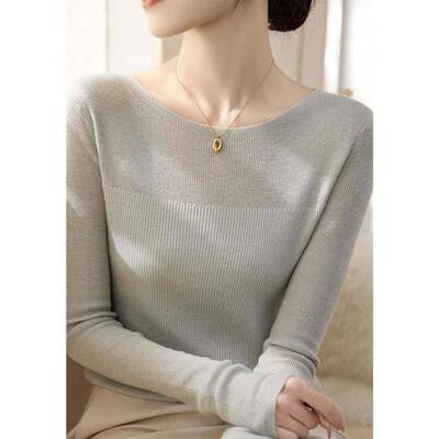 肩级内春搭织打底衫毛衣5728#fhh8女装秋202新款纯色一字肩5高72#