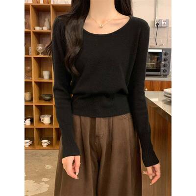 20女25新款腰底低领毛衣S7R针1SR101701内搭大圆领收小个子打衫短