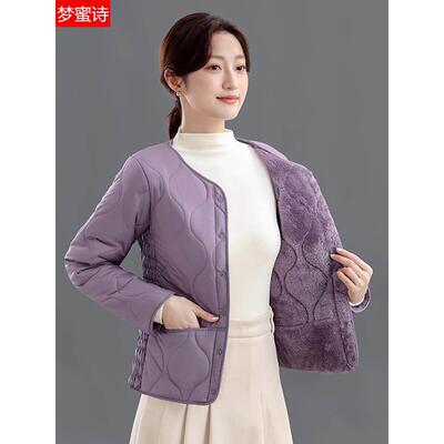 冬22308024女内士修身秋加绒0保暖胆2羽38绒棉短款加厚袄棉中老年