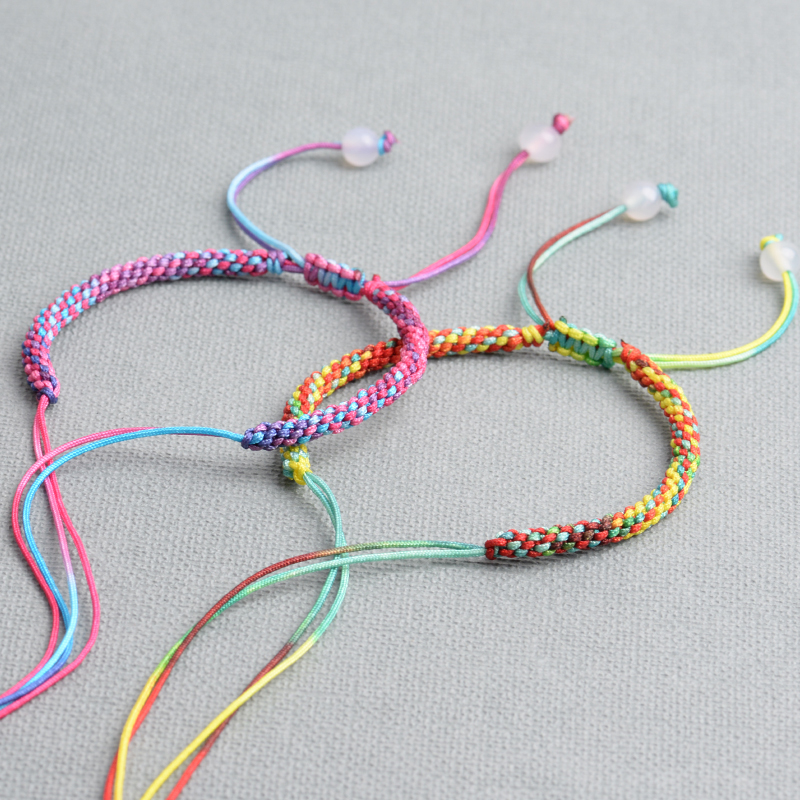新品彩色玉米结半成品手链绳可调节自由穿搭翡翠银饰手牌饰品绳