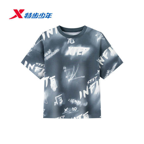 特步儿童短袖T恤男大童2026夏季薄款宽松运动短袖674225018332