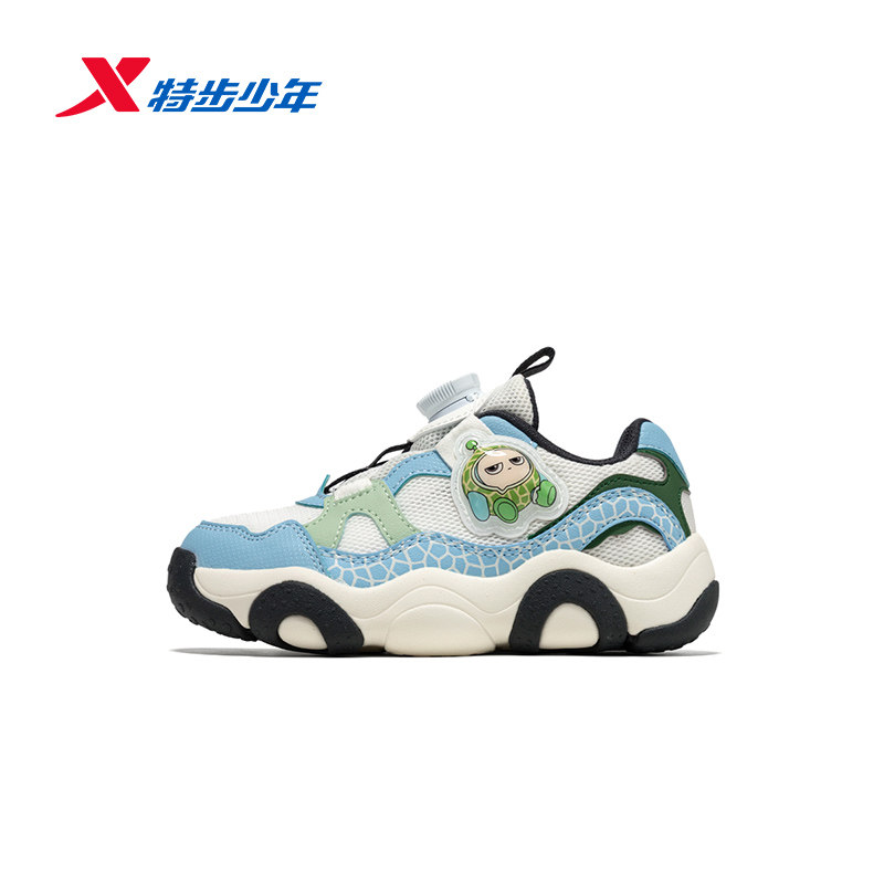 特步儿童蛋仔闪灯鞋男童秋季新款皮网防滑耐磨休闲鞋674315323007