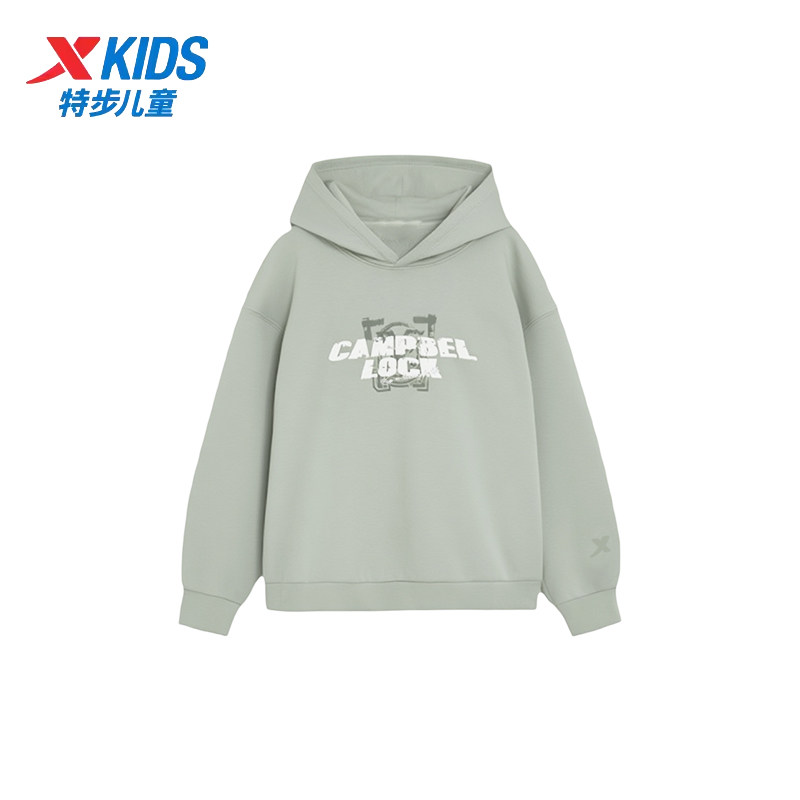 特步儿童加绒连帽卫衣男大童2025冬季新款宽松保暖675425084390