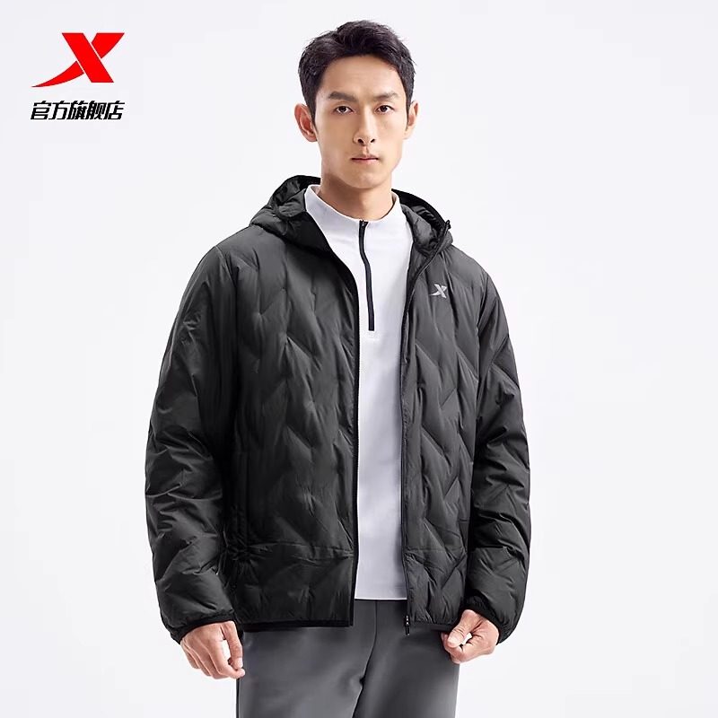 特步三防羽绒服男冬季新款正品加厚保暖棉服休闲运动外套跑步上衣