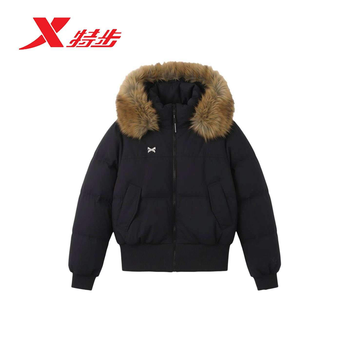 特步羽绒服女2026冬季新款连帽毛领保暖鸭绒棉服外套974428190170