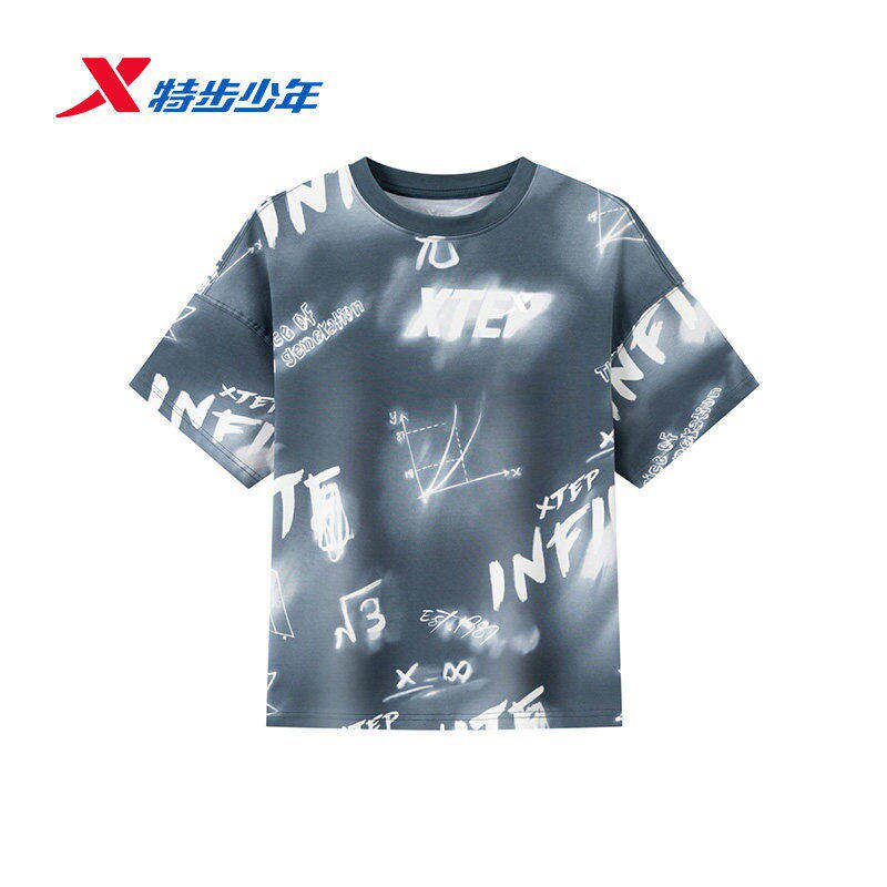 特步儿童短袖T恤男大童2026夏季薄款宽松运动短袖674225018332