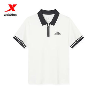 特步短袖POLO衫女2026夏季新款翻领亲肤冰丝运动上衣974228020144