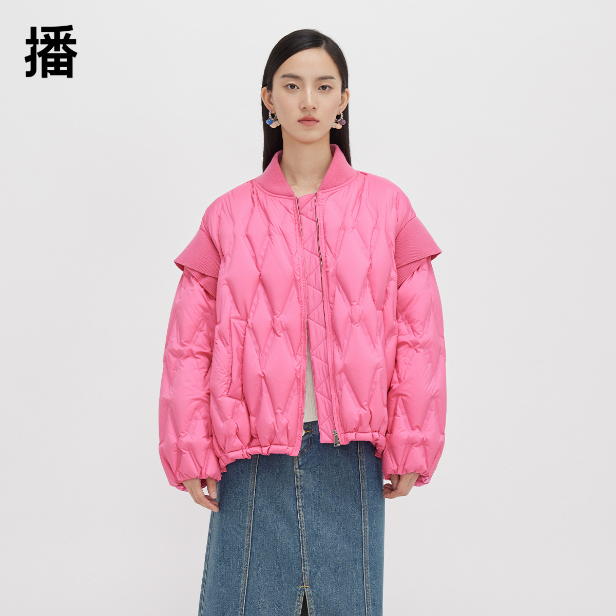 播短款气质羽绒服女24秋冬新款休闲宽松绗缝外套DDS1RD3004