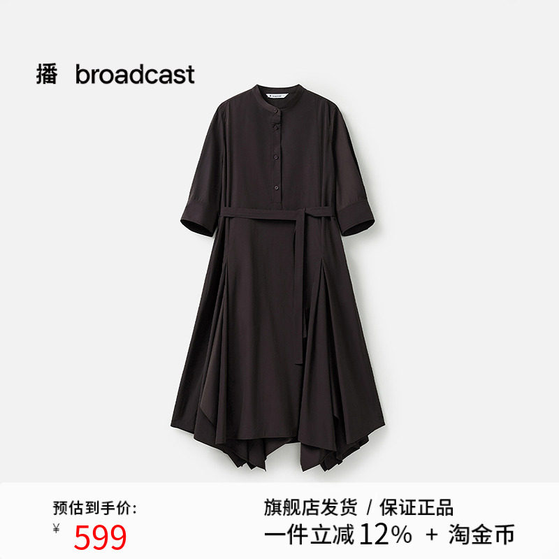 播商场同款不规则裙摆短袖连衣裙女25春秋新款精致裙子BDS1LD1186