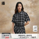 学院风宽松polo领短袖 播格子衬衫 女2024春夏新款 衬衣DDR2CD5708