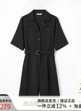 播商场同款2023秋复古金属环腰带工装风休闲连体裤女BDQ3JD05811