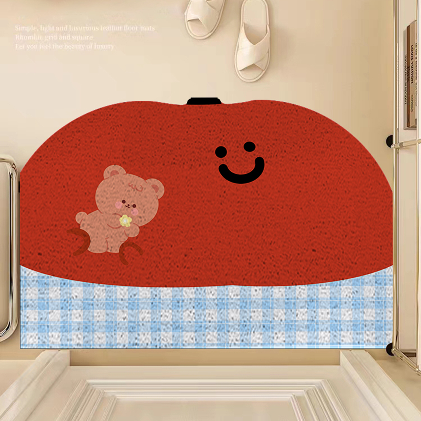 2025新款入户门丝圈地垫多巴胺苹果防滑脚垫玄关大门口可剪裁地毯