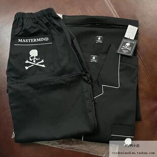 MASTERMIND WORLD MMJ 现货 刺绣logo黑色睡衣睡裤 居家服套装