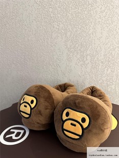 现货 BAPE BABY MILO 咖啡色 小猴子卡通 居家拖鞋  面包鞋 均码