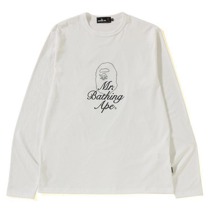 现货 MR BAPE L/S TEE 胡子 绅士 猿人头 长袖 T恤 男款 日本制