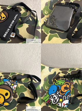 现货 BAPE BABY MILO 黑色动物园 可爱卡通小猴子 帆布斜挎包