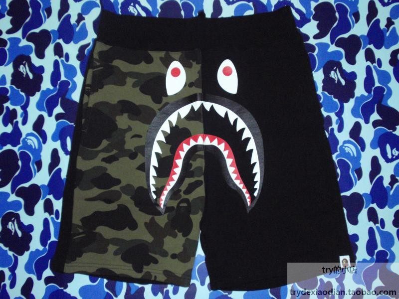 现货 bape 1st camo shark sweat shorts 绿迷彩 拼接 鲨鱼 短裤在类目 男装, 休闲裤中 - 来自Buy2taobao.com提供专业的淘宝代购服务