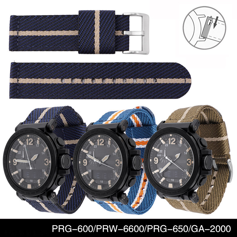 适配卡西欧尼龙帆布表带GA2000 PRG600YB prg650 PRW6600替换带