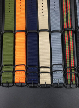 nato Nylon Strap 帆布表带 欧美尼龙黑色磨砂扣表带20 22 24mm