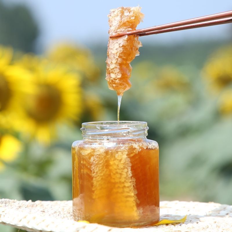 野生蜂巢蜜嚼着吃纯正天然 老巢蜜正宗蜂窝蜜瓶装农家自产土蜂蜜