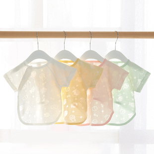 新生婴儿儿衣服夏季薄款半背衣0-3个月初生宝宝和尚服短袖单上衣